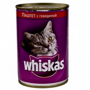 4008429056710 - Полнорационный корм для кошек Whiskas, паштет с говядиной, 400г.