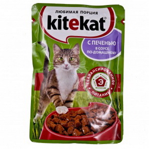 4011100978737 - Полнорационный консервированный корм "Kiteket" Для взрослых кошек, с печенью в соусе по-домашнему , 100г