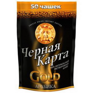 Кофе растворимый черная карта Gold натуральный сублимированный 150г мяг/уп (4620007590685)