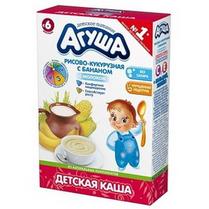 Каша молочная Агуша рисово-кукурузная с бананом с 6 месяцев 250г (4690228019678)