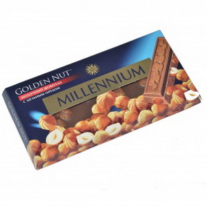 4820005193059 - Шоколад "Миллениум" голд, молочный с цельным орехом