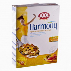 4820008121042 - Хлопья "Harmony" мультизлаковые витаминизированные с тропическими фруктами (ананас, папайя, манго, персик) 