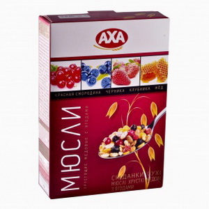 4820008123770 - Мюсли "AXA" хрустящие медовые с ягодами (красная смородина, черника клубника, мед)