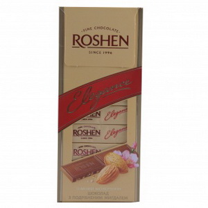 4823005307587 - Молочный шоколад с дробленым миндалем "ROSHEN ELEGANCE", 100 г.