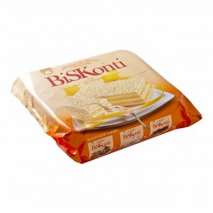 4823012219071 - Торт бисквитный "БисКонти" (BisKonti) молочно-медовый, 350 г. 