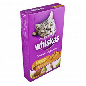 5000159370738 - Полнорационный корм для кошек Whiskas - вкусные подушечки с нежным паштетом - ассорти с курицей, уткой и индейкой, 400г.