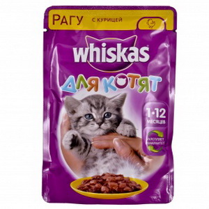 5000159373111 - Полнорационный консервированный корм "Whiskas" Для котят от 1 до 12 месяцев, рагу с курицей, 85г