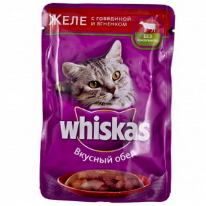 5000159373258 - Полнорационный корм для кошек Whiskas, вкусный обед - желе с говядиной и ягненком, 100г.