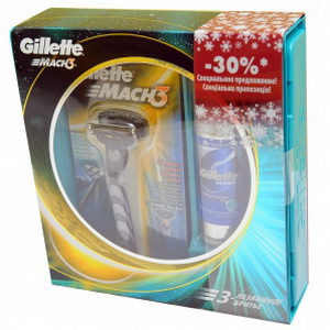 7702018311088 - Парфюмерный набор "Gillete" Бритва Mach3 + гель для бритья Sens skin 75мл