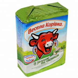 3073781045314 — Сыр плавленый "Веселая коровка" Зелень + чеснок фольга 90г