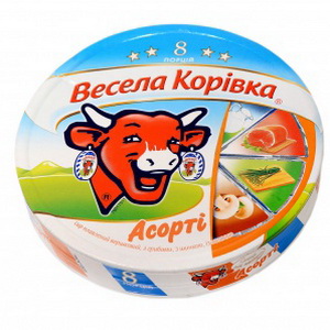3073781045727 — Сыр плавленый "Веселая коровка" 8ломтиков Гриб+ветч+зелень 120гр