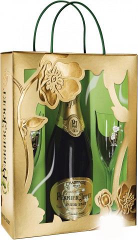 3113880373816 — Шампанское Perrier-Jouet Grand Brut белое брют 0.75 л 12% с 2-мя бокалами 