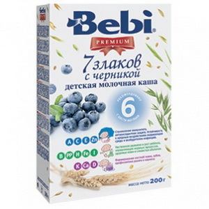 3838471020985 - Каша "Bebi" Premium детская молочная 7 злаков с черникой с 6-ти месяцев 200г.