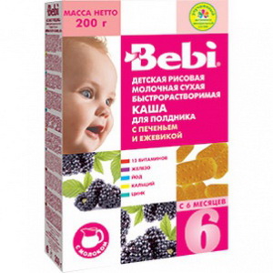 3838471022378 — Молочная каша Для детей Рисовая ТМ Bebi - Колинский завод Для полудника с печеньем и ежевикой с 6 месяцев 200грам Карт. уп. 1шт/уп