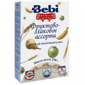 3838600048774 - Детская молочная каша Bebi Premium фруктово-злаковое ассорти 250 г