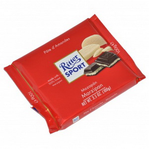 4000417025005 — Шоколад "Ritter Sport" Тёмный с марципановой начинкой 100г