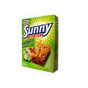 4008713703948 — Батончики мюсли с яблоком и подслащивающим веществом "Sunny", 8 Мюсли-ригель, 200 г.