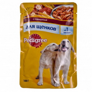 4011100157415 — Полнорационный консервированный корм "Pedigree" Для щенков от 1 месяца, с говядиной, 100 г. 