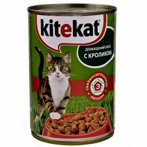 4011100977839 — Домашний обед Kitekat для кошек с кусочками кролика в аппетитном соусе, 410г.