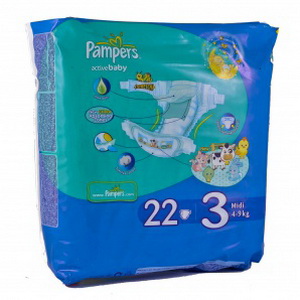 4015600001674 - Детские одноразовые подгузники PAMPERS ACTIVE BABY №3 MIDI 4-9 кг, 22 шт