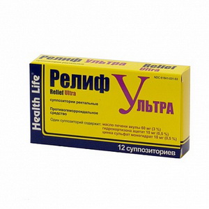 4250369503360 — Релиф Ультра, суппозитории ректальные 12шт