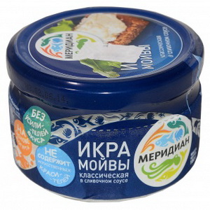 4601132997495 — Икра мойвы классическая в слив. соусе 180 г. ст/б Меридиан