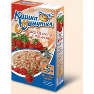 4601159072960 — Овсяные хлопья с малиной быстрого приготовления "Кашка Минутка". 185 г (5 пакетиков по 37 г)