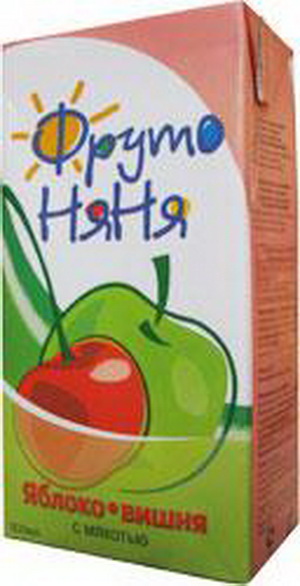 4601201001931 — Нектар яблочно-вишневый с мякотью с сахаром для детского питания "Фрутоняня". Гомогенизированный.