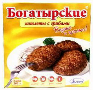 4601203004343 — Котлеты "Богатырские" с грибами, 500 г (8 шт.)