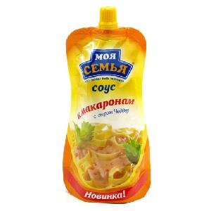 4601674003555 — Соус к макаронам "Моя семья" с сыром Чеддер, 240 г.