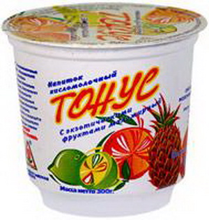 4602547000756 — Напиток кисломолочный "Тонус" с экзотическими фруктами 2,5%, 300г