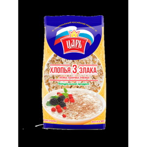 4603134002153 — Хлопья "Царь" 3 злака пакет, 400 г