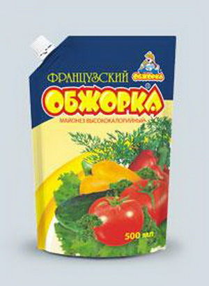4604307002116 — Майонез «Обжорка» Французский, дой-пак с дозатором 450 г