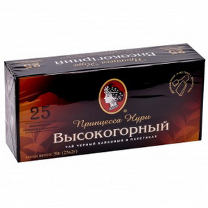 4605246001970 — Чай черный байховый Высокогорный "Принцесса Нури", 50 г. (25 пакетиков с ярлычками по 2г) 