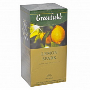 4605246007118 — Чай черный байховый цейлонский ароматизированный "Greenfield" Лемон Спарк с цедрой и ароматом лимона, 37,5г (25 пакетиков по 1,5г) 