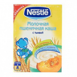 4606272002115 — Пшеничная молочная каша "Nestle" С тыквой, быстрорастворимая, с 5 месяцев, 250г
