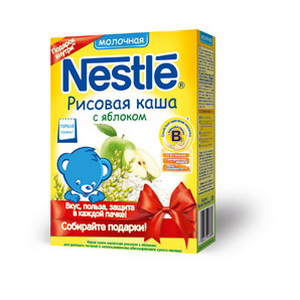 4606272010059 — Каша "Nestle" рисовая с яблоком молочная, 250 г.