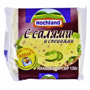 4607004891090 — Сыр плавленый ломтевой с салями и специями "Hochland" 150 г