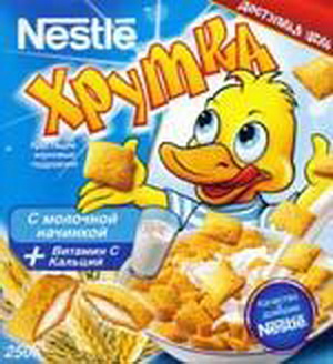 4607006370135 — Хурстящие зерновые подушечки "Хрумка" с молочной начинкой, 250 г