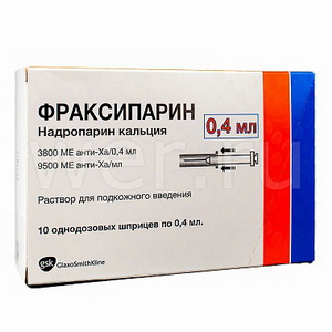 4607008130904 — Фраксипарин, раствор+шприц 3800МЕ 0,4мл 10шт