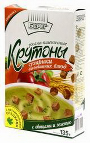 4607010744014 — Сухарики для домашних блюд "крутоны" с овощами и зеленью ржаные