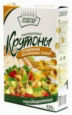 4607010744502 — Сухарики для домашних блюд "крутоны" традиционные пшеничные