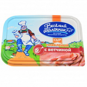 4607012934017 — Сыр плавленный "Веселый молочник" ветчина 44. 3% пл/б 190г