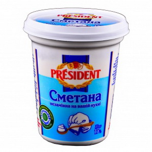 4607022661156 — Сметана "Президент" 15% пл/стакан 400г