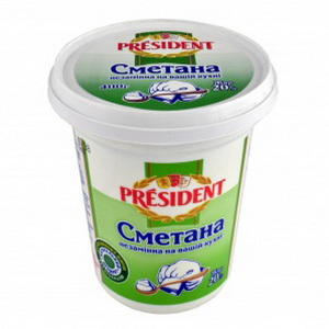 4607022661170 — Сметана "Президент" 20% пл/стакан 400г