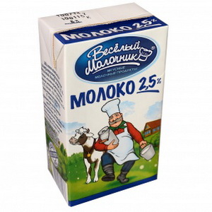 4607025391036 — Молоко стерил.тов.зн."Веселый молочник" с м.д. Жира 2,5% , 1000 г.