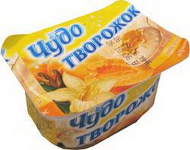 4607025391364 — "Чудо творожок". Продукт творожный термизированный взбитый фруктовый "Творожок" нормальной жирности. Ванильный-абрикос. 125 г