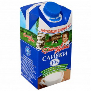 4607025396956 — Сливки "Домик в деревне" питьевые стерилизованные маложирные, 10%, 470 г 