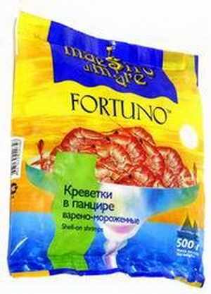 4607035020346 — Креветки в панцире варено-мороженные "Fortuno", 500 г