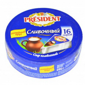 4607037120594 — Сыр плавленый Президент сливочный 16 долек 280 г. 